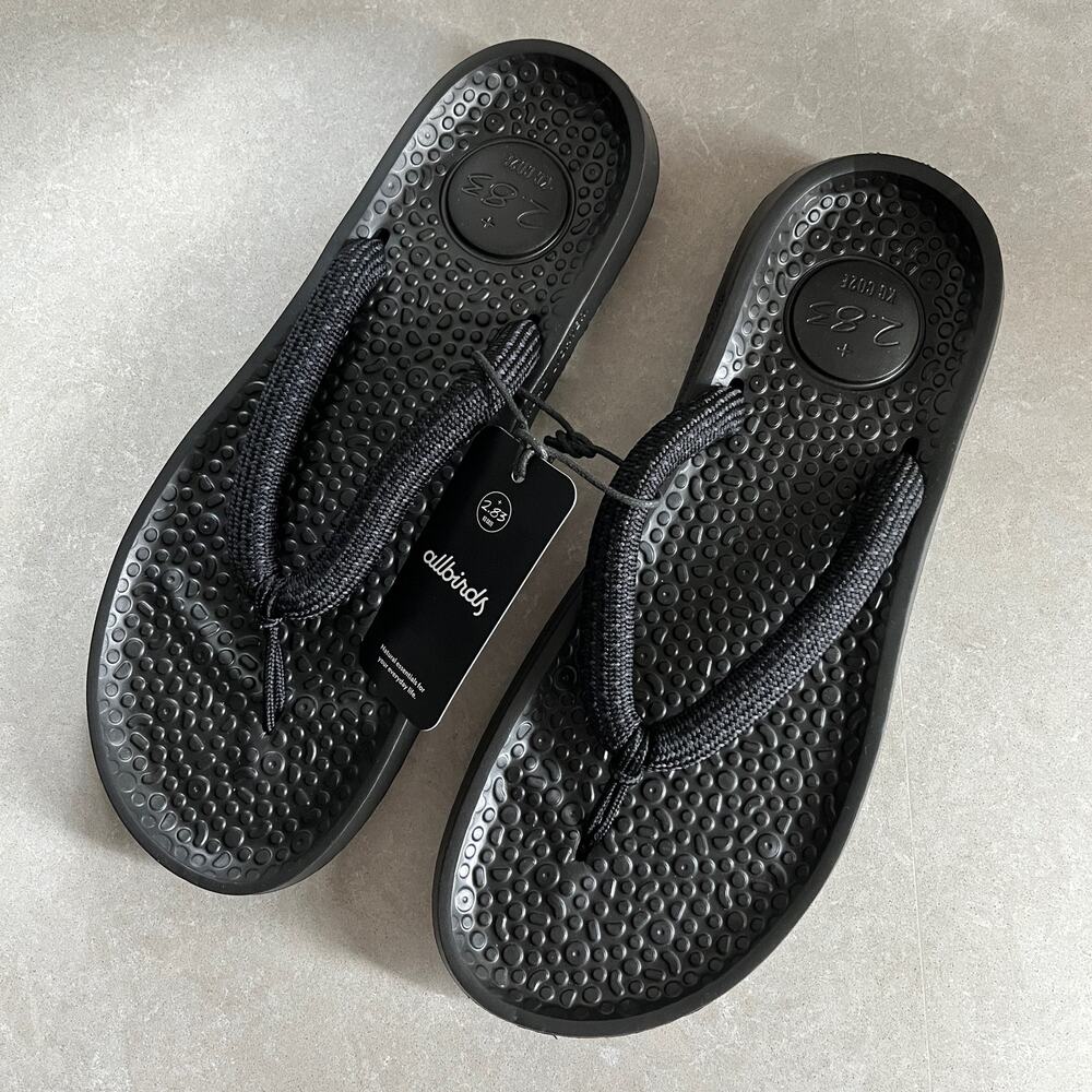 Allbirds Unisex Sugar Zeffer Black Flip Flop Sandals Unisex W14/M12 NWT